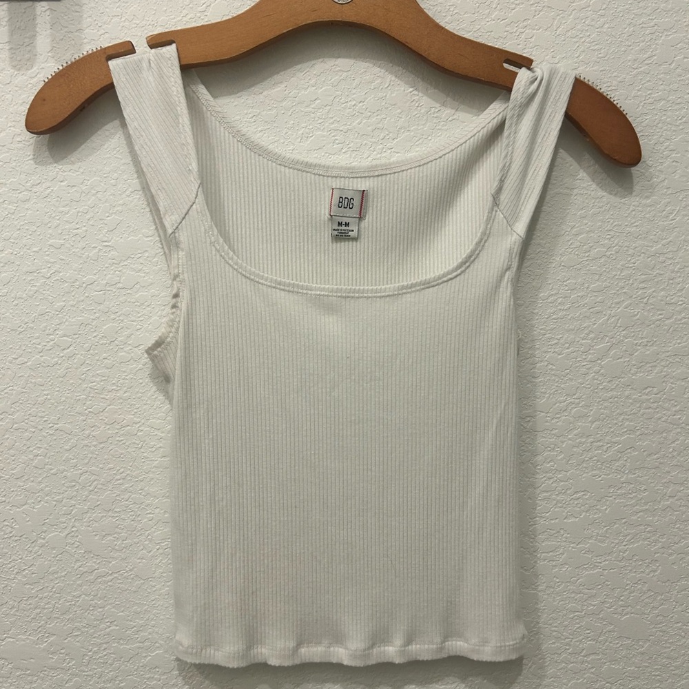 BDG Ribbed Tank Top in Ivory